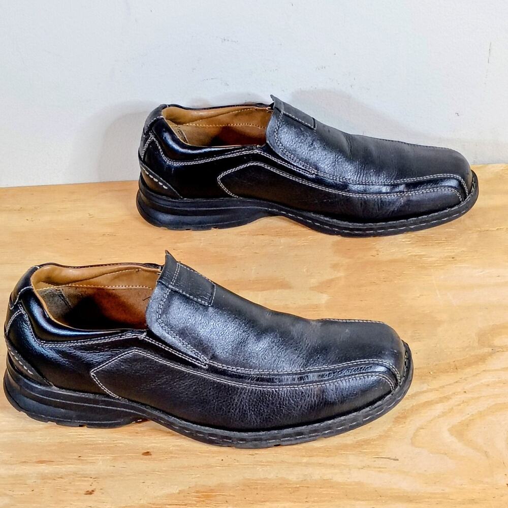 Dockers Mens Size 12M Black Leather Slip On Loafers All Motion Comfort 90-29034
